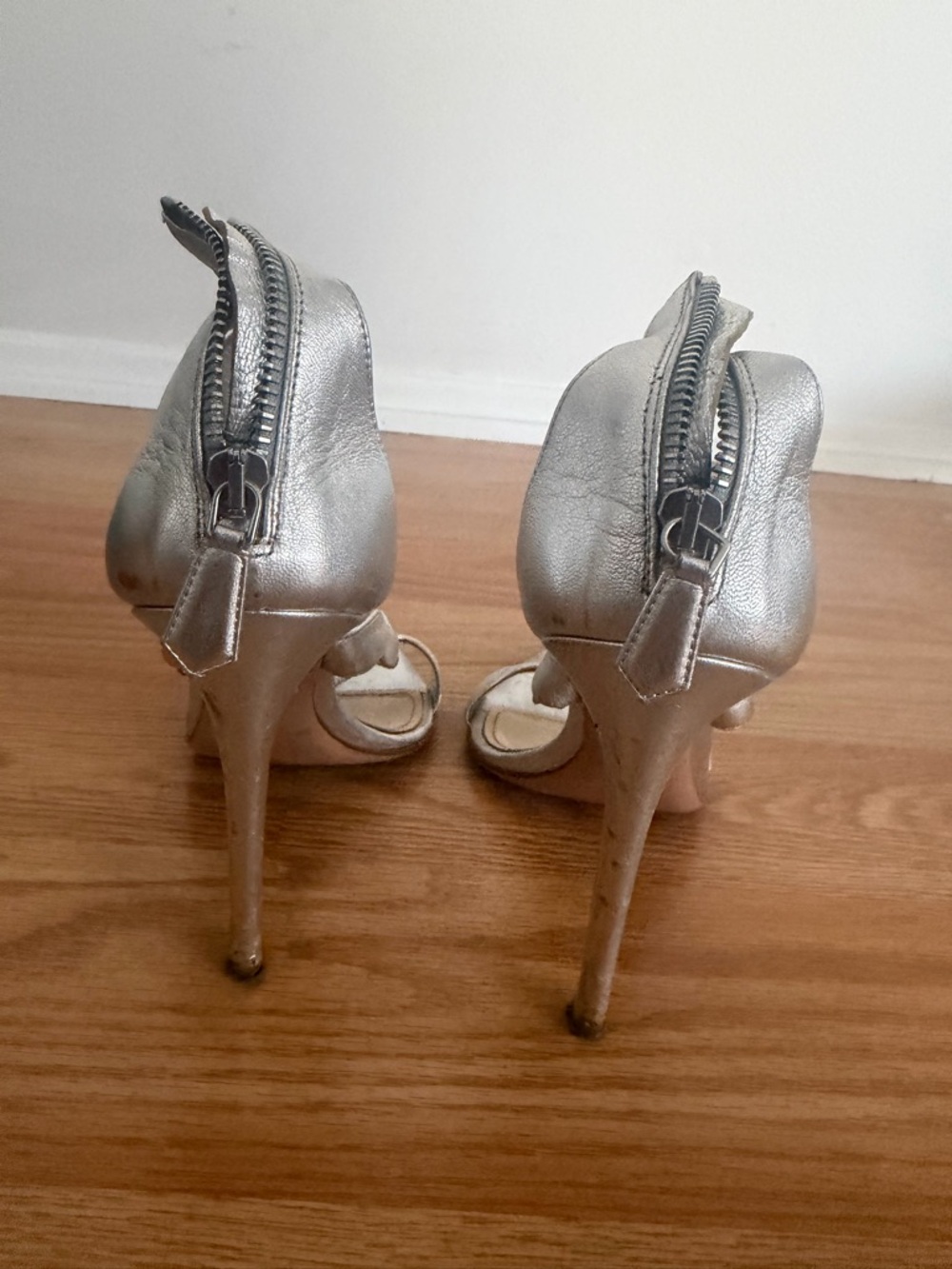 Prada Silver Wavy Strap High-Heel Sandals - Picture 4 of 5